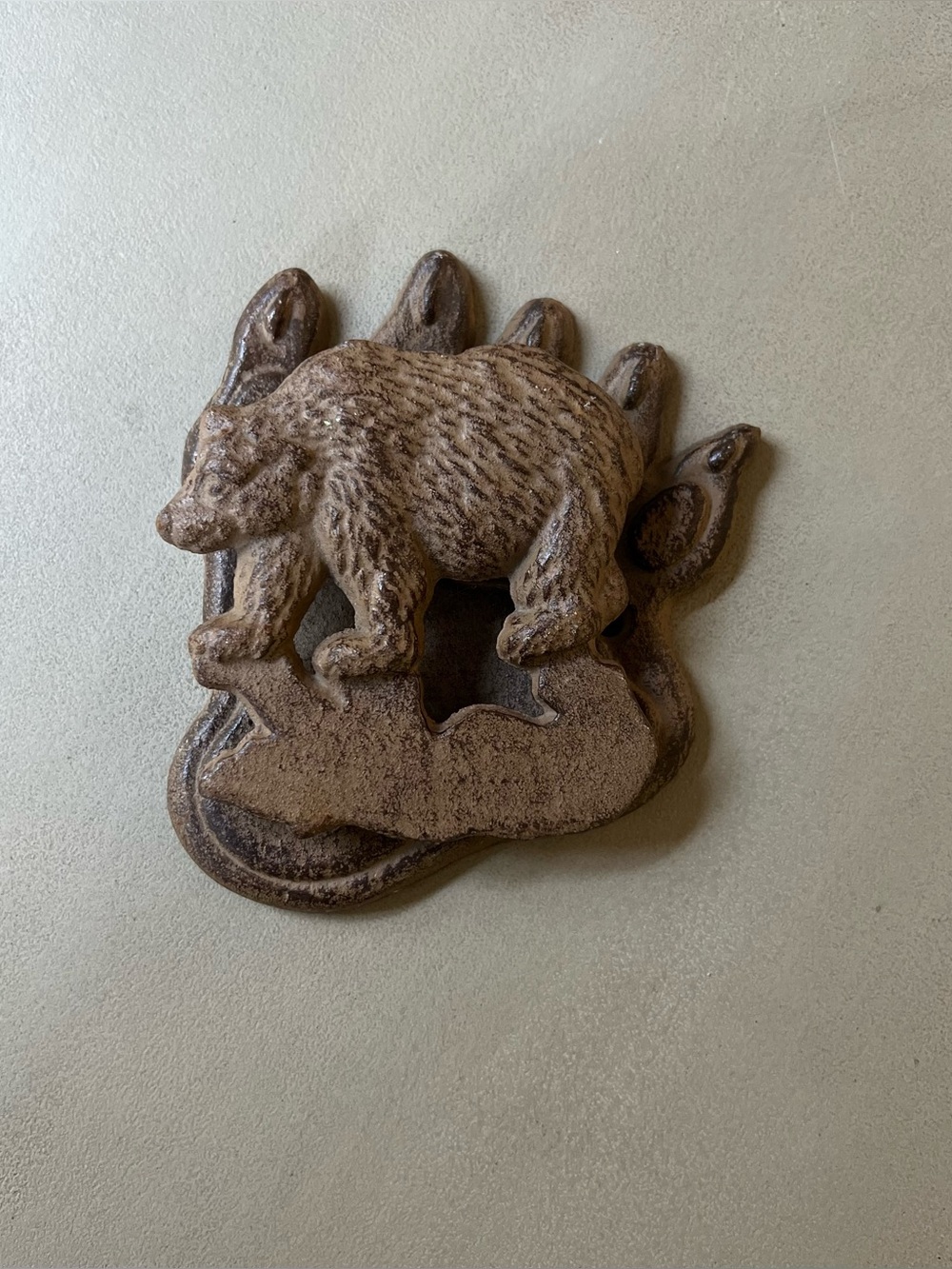 Vintage Cast Iron Bear & Paw Door Knocker - Rustic Cabin Lodge Entry Hardware